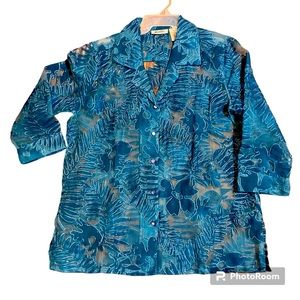 Sheer Turquoise Beaded Blouse